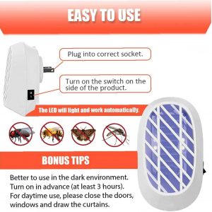 Mosquito Killer,Fly Zapper,2PCS Mini Bug Zapper Plug-in Blue Light Mosquito Killer Indoor Bug Insect Dispeller Trap UK Plug