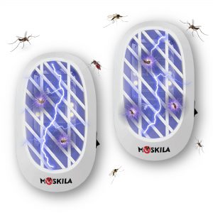 Electronic Insect Zapper- Indoor Mosquitoes Killer- Bug,Moth,Fruit Fly Killer Powerful Insect Trap with UV Light Eco-Friendly Chemical-Free 2 PCS Plug-in Electric Insect For Home (White)